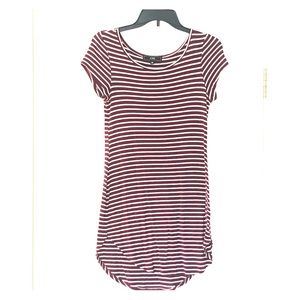 Vibe Maroon & White Short-Sleeve T-Shirt Dress